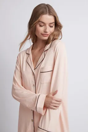 Petra Tencel™ Lounge Pyjama Set - Blush with Black Piping