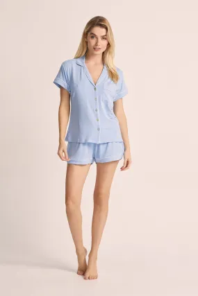 Petra Tencel™ Pyjama Set - Blue with White Piping