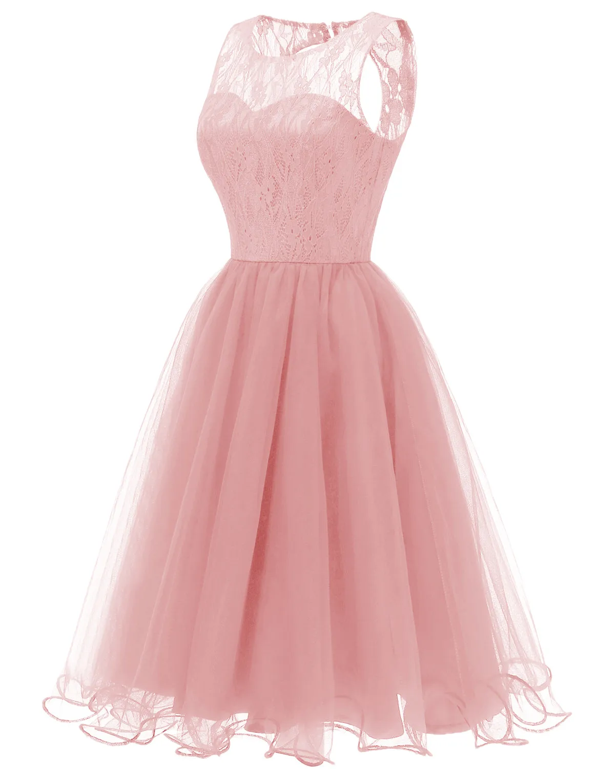 Pink Retro Modest Navy Lace Tulle Cocktail Dress Short Homecoming Dress