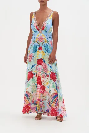 PLUNGE NECK MAXI DRESS GO STAG