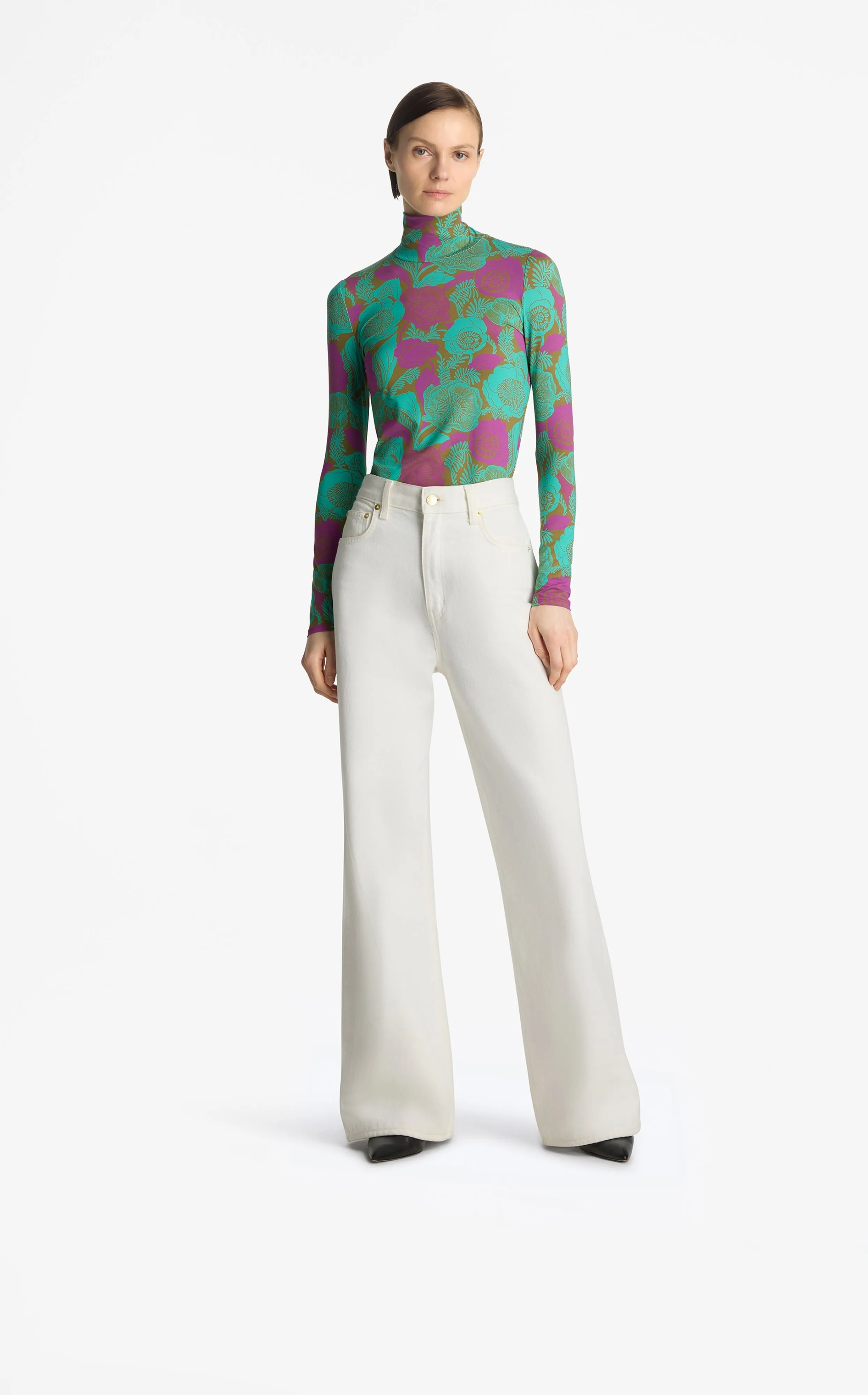 Poppy Print Nuda Turtleneck