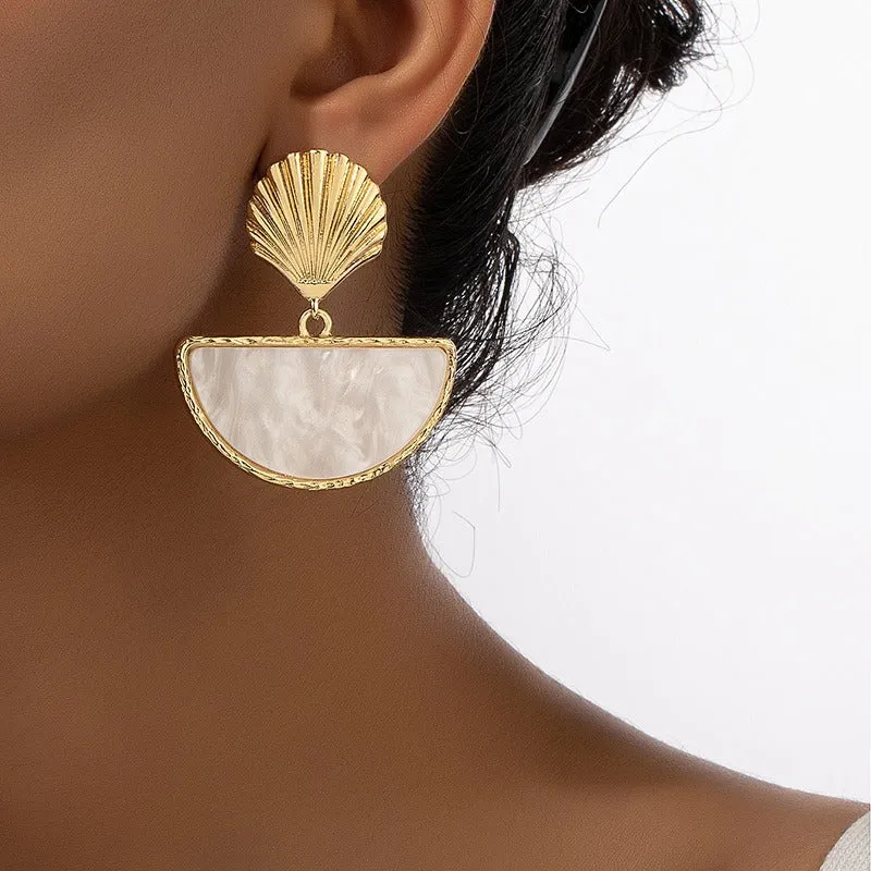 Pre Order:  Geometric Retro Half-Circle Earrings