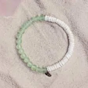 Puka Shell & Frosted Bead Stretch Bracelet