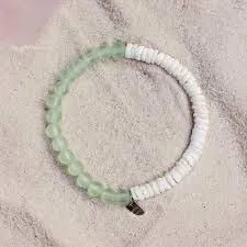 Puka Shell & Frosted Bead Stretch Bracelet