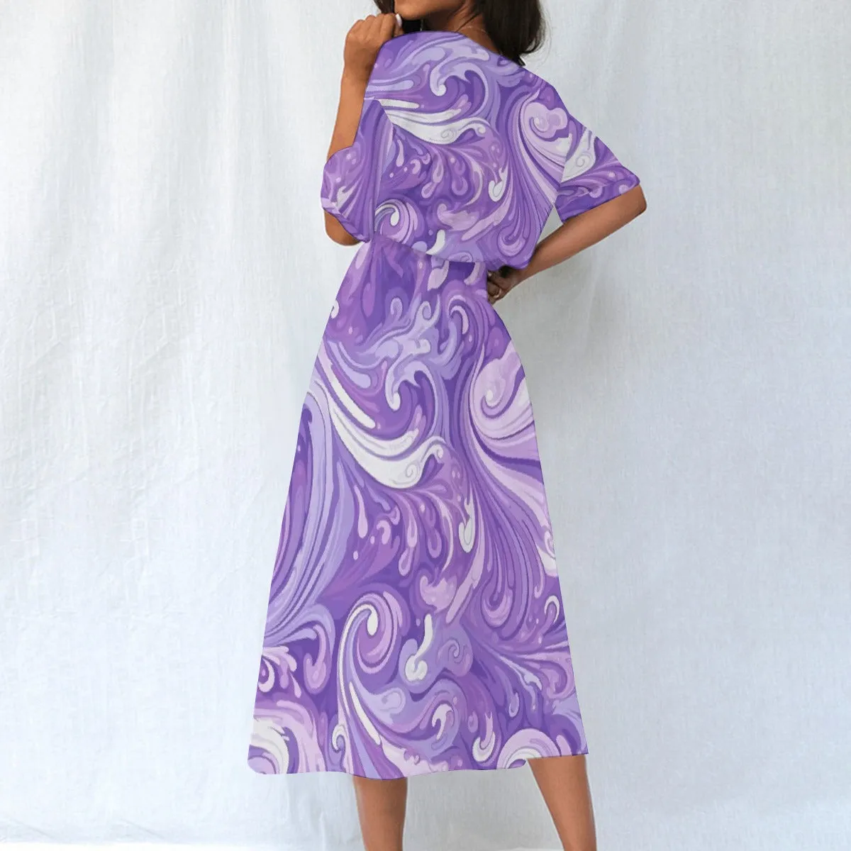 Purple Splash| Elastic Waist Dress