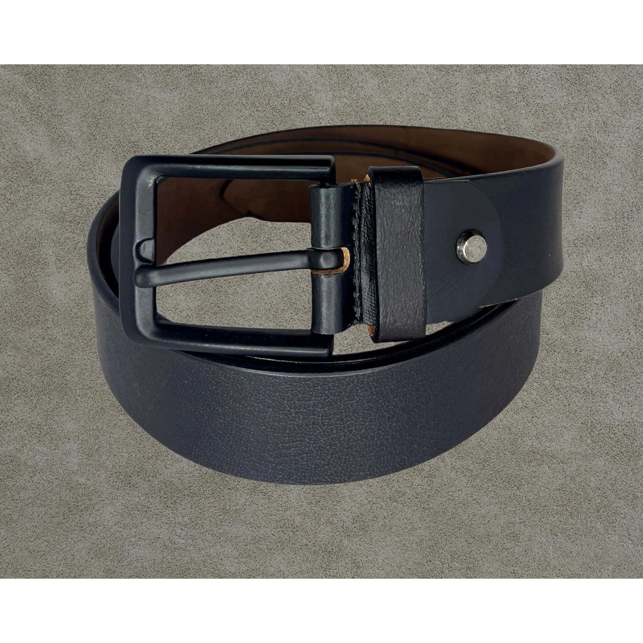 Real Genuine Textured Leather Black Belt