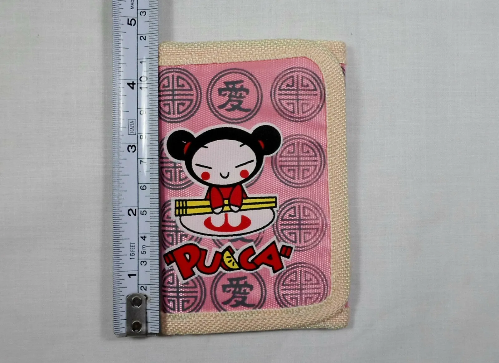 Retro Japanese Pucca Cartoon Anime Wallet 5" Slim Trifold Billfold w/ Zipper Cord