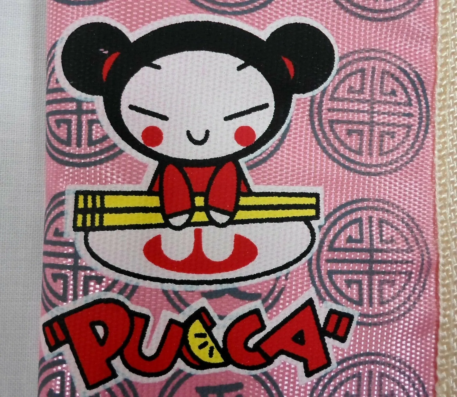 Retro Japanese Pucca Cartoon Anime Wallet 5" Slim Trifold Billfold w/ Zipper Cord