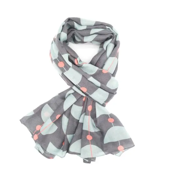 Retro Shapes Grey Scarf