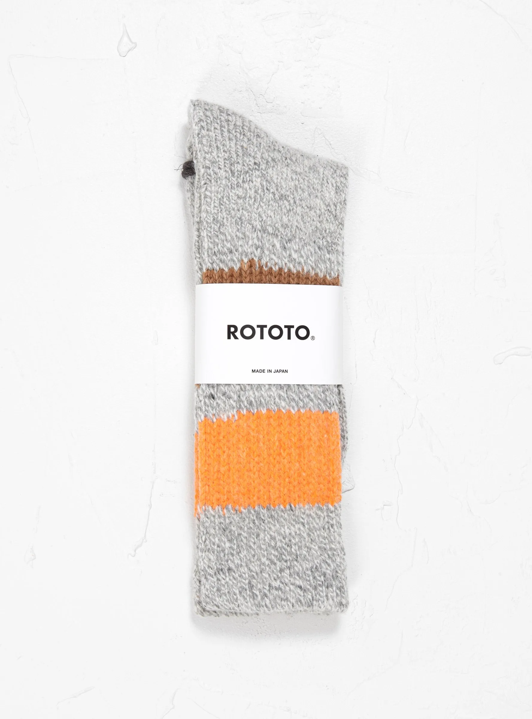 Retro Winter Outdoor Socks Grey, Orange & Camel