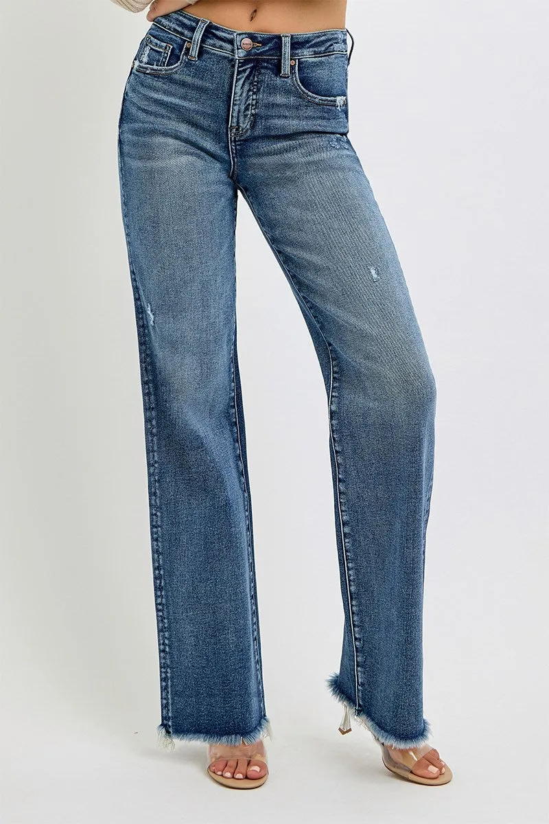 Risen Jeans - Tummy Control High Rise Long Straight Jeans - PS21108