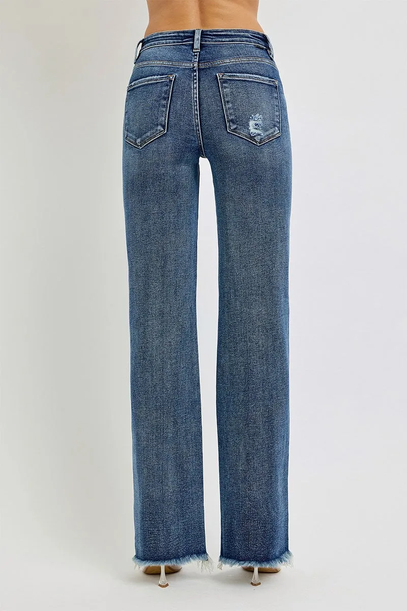 Risen Jeans - Tummy Control High Rise Long Straight Jeans - PS21108