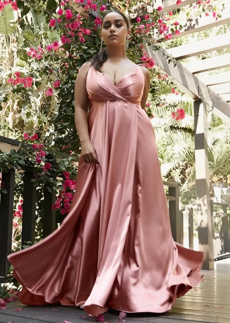 Roxy Satin Sweetheart Maxi Dress Desert Rose