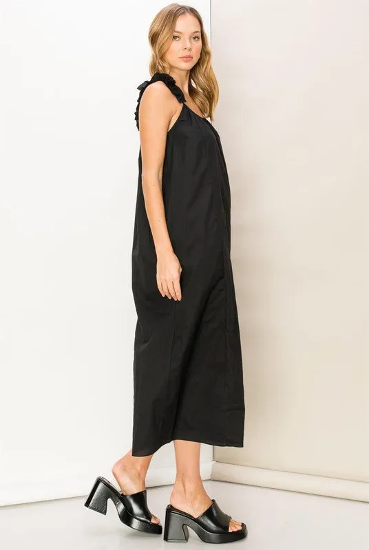 RUFFLE SLEEVELESS OVERSIZED JUMPSUIT