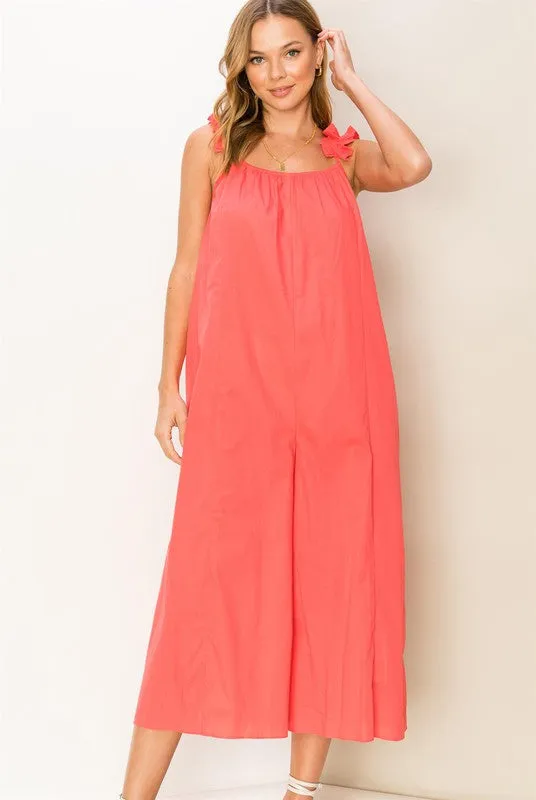 RUFFLE SLEEVELESS OVERSIZED JUMPSUIT