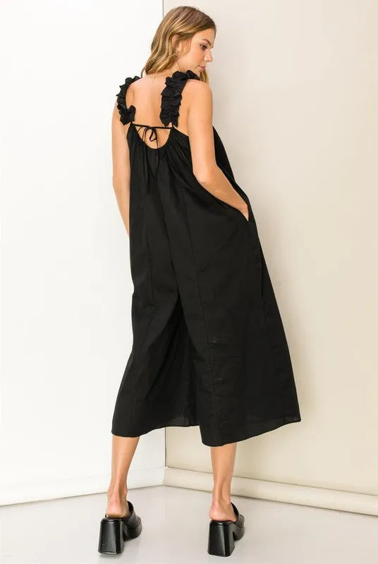 RUFFLE SLEEVELESS OVERSIZED JUMPSUIT