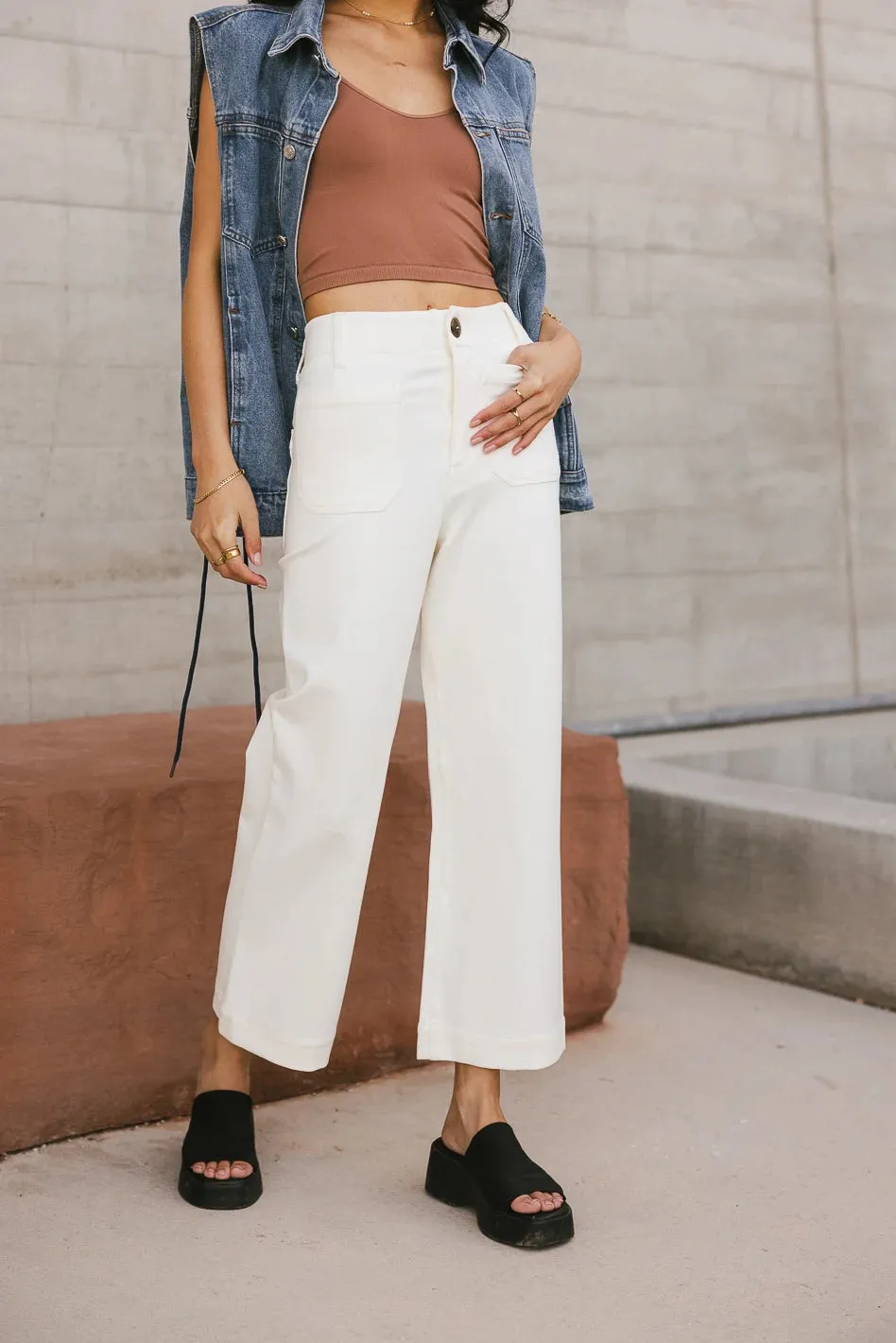 Sadie Wide Leg Pants in Cream