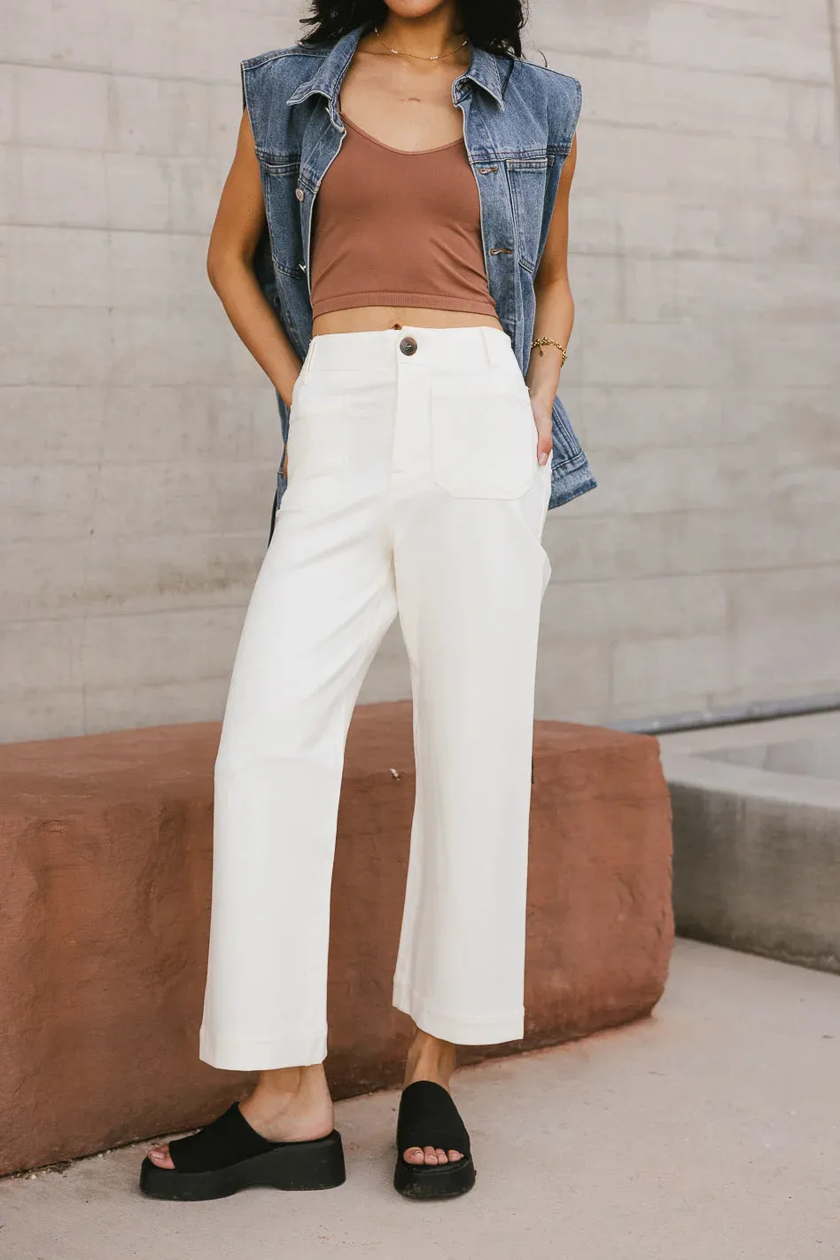 Sadie Wide Leg Pants in Cream