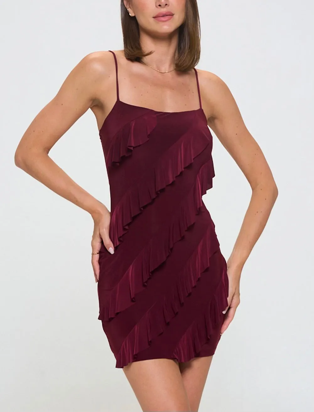 San Pedro mini dress  black - burgandy