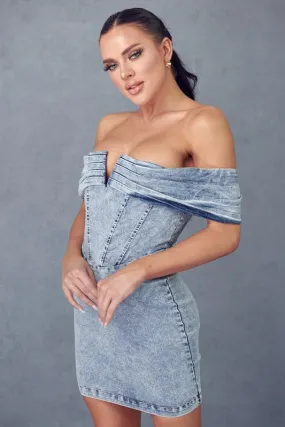 Shania Off The Shoulder Denim Mini Dress *limited*