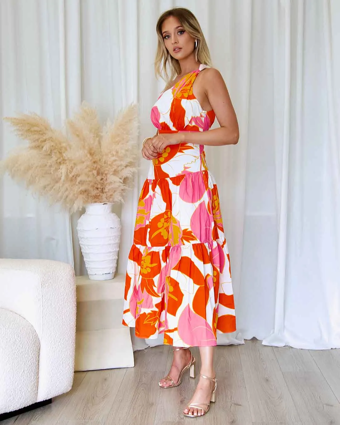 Siena Floral Maxi Dress - Orange/Pink