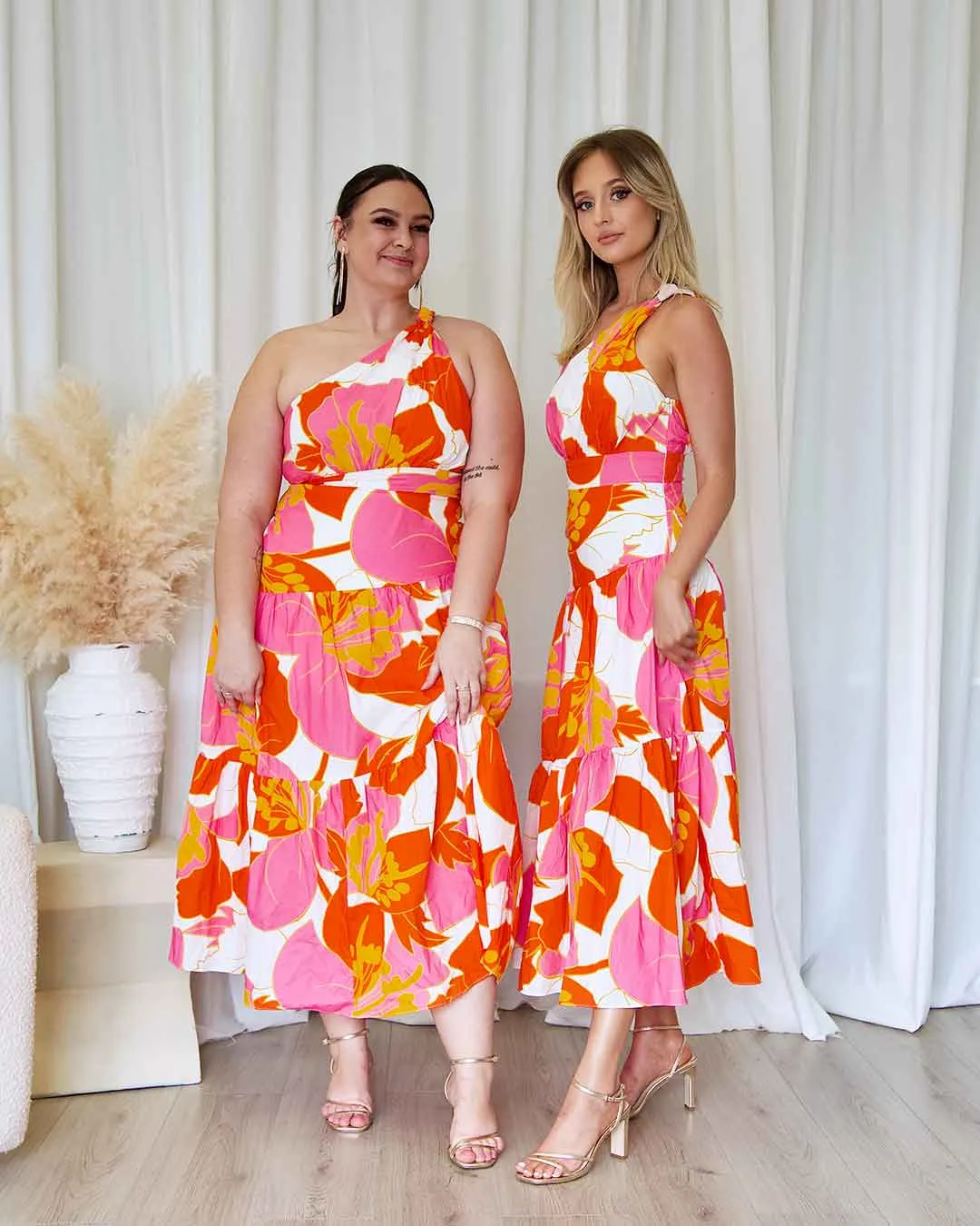 Siena Floral Maxi Dress - Orange/Pink