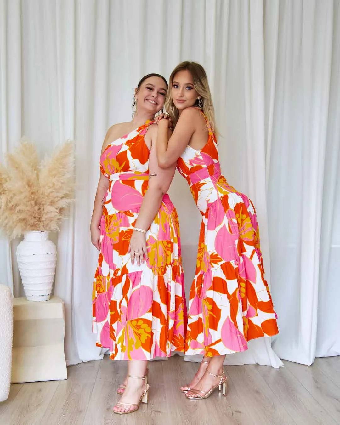 Siena Floral Maxi Dress - Orange/Pink