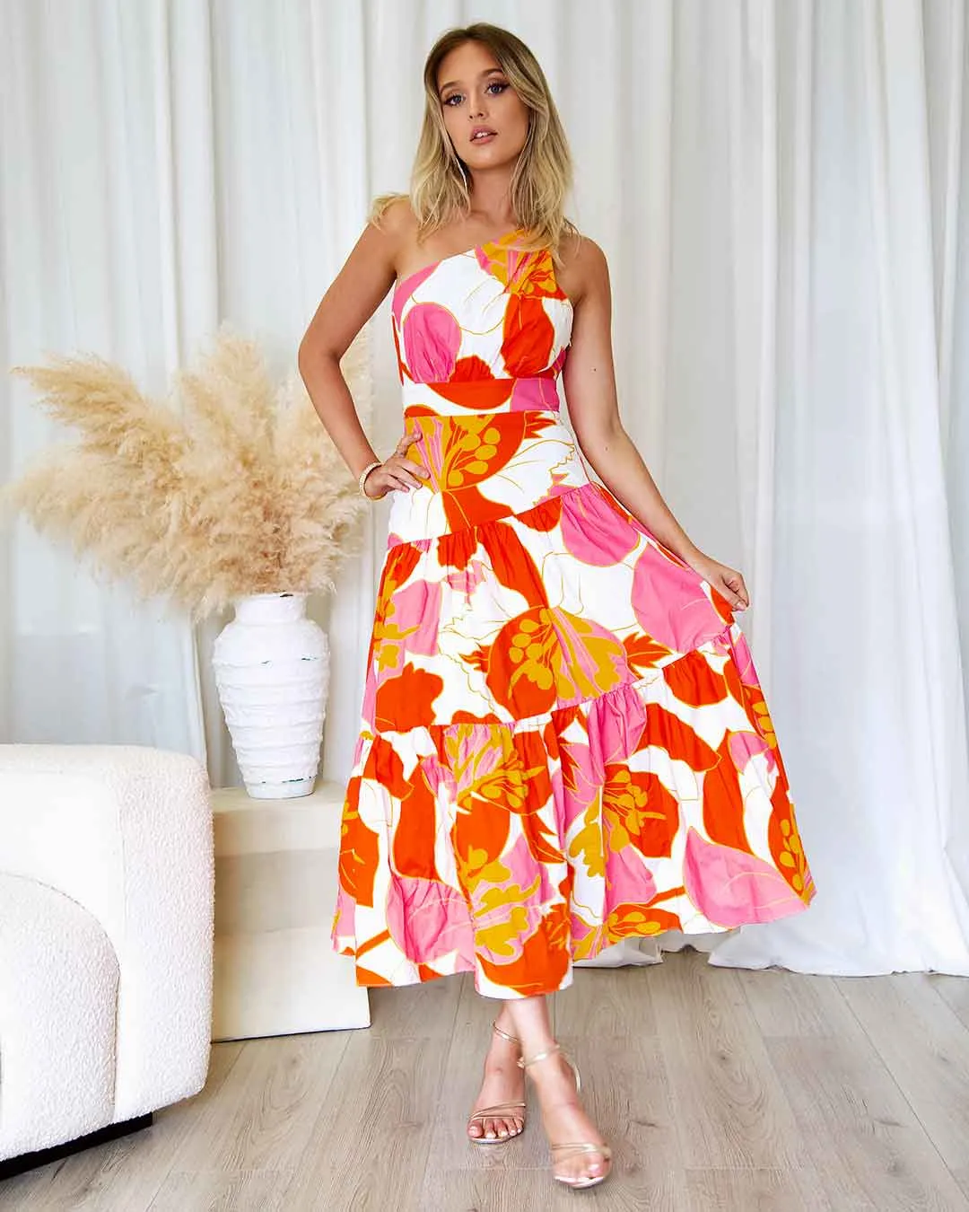 Siena Floral Maxi Dress - Orange/Pink