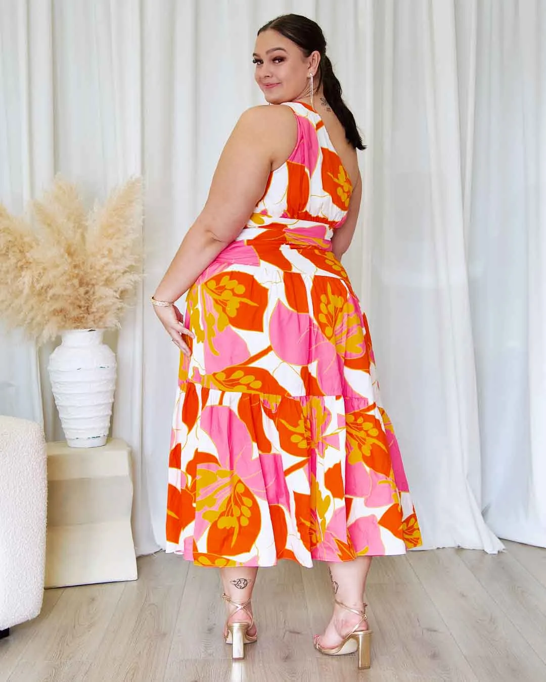 Siena Floral Maxi Dress - Orange/Pink