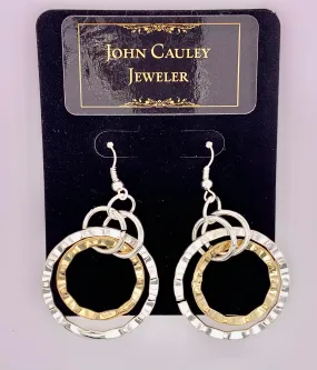 Silver and Gold Tone Textured Earrings