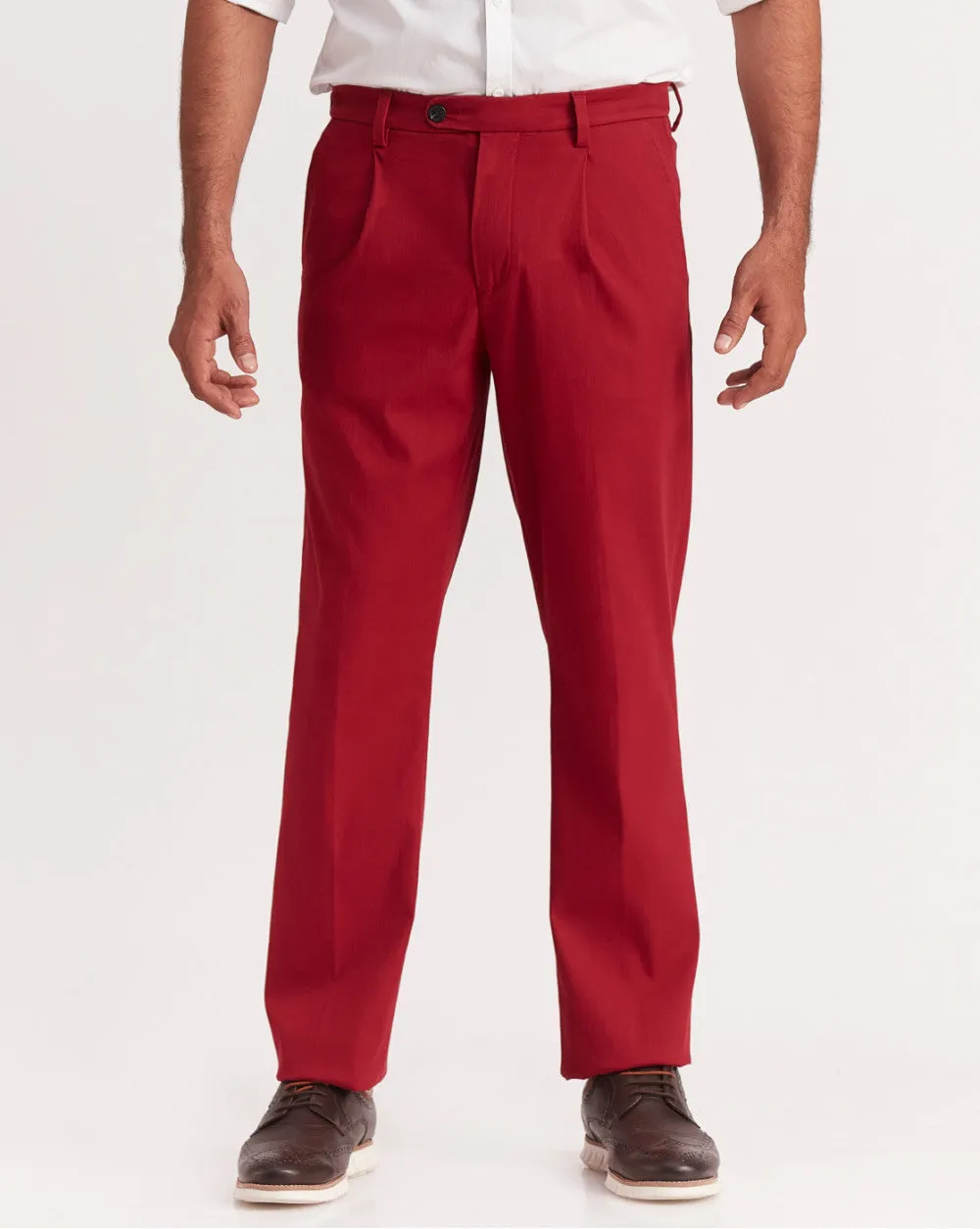 Single Pleated Relaxed Fit Trousers - Carmine Red