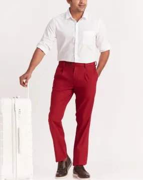 Single Pleated Relaxed Fit Trousers - Carmine Red