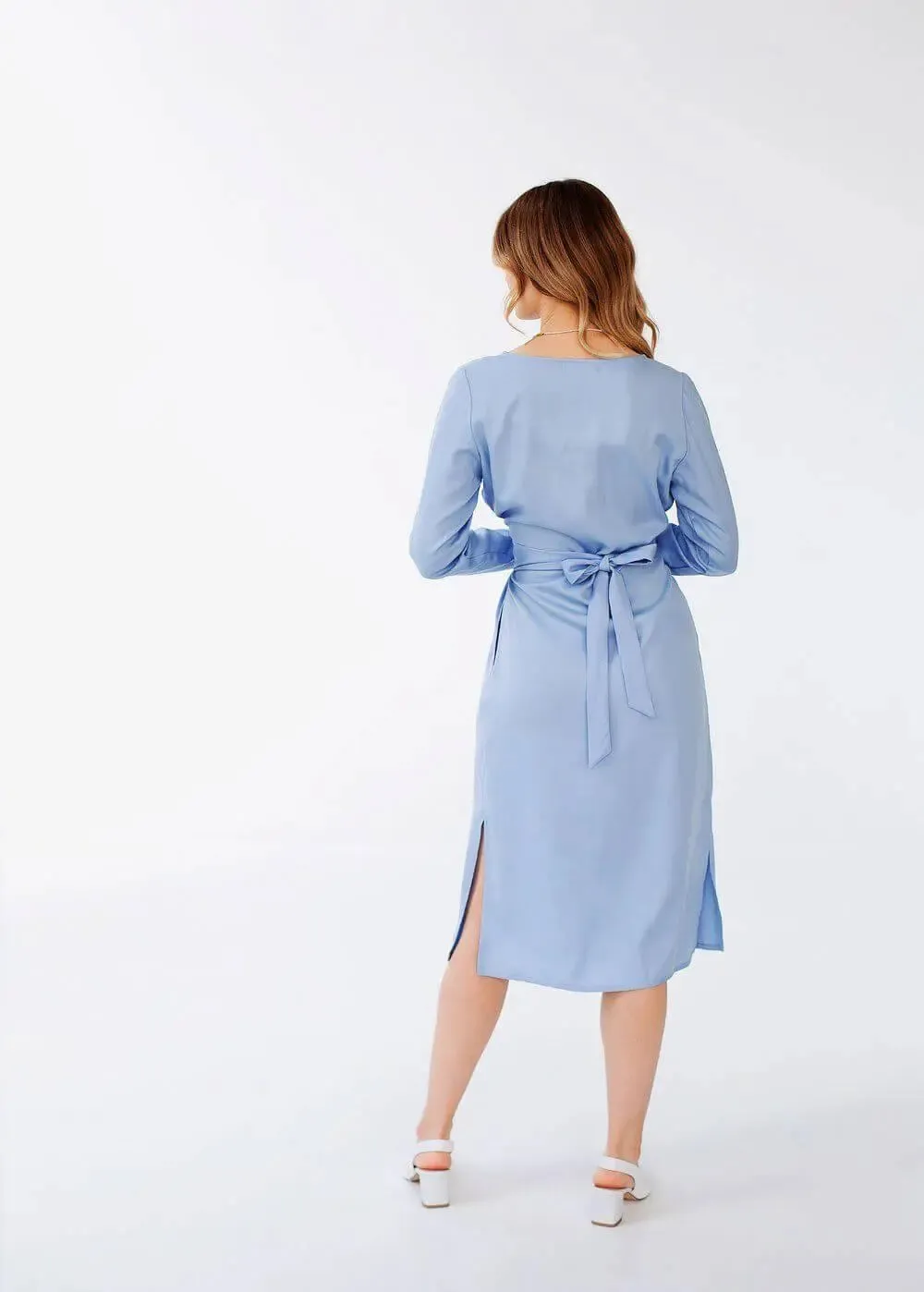 Sky Blue Audrey Tencel Belted Dress by Nich