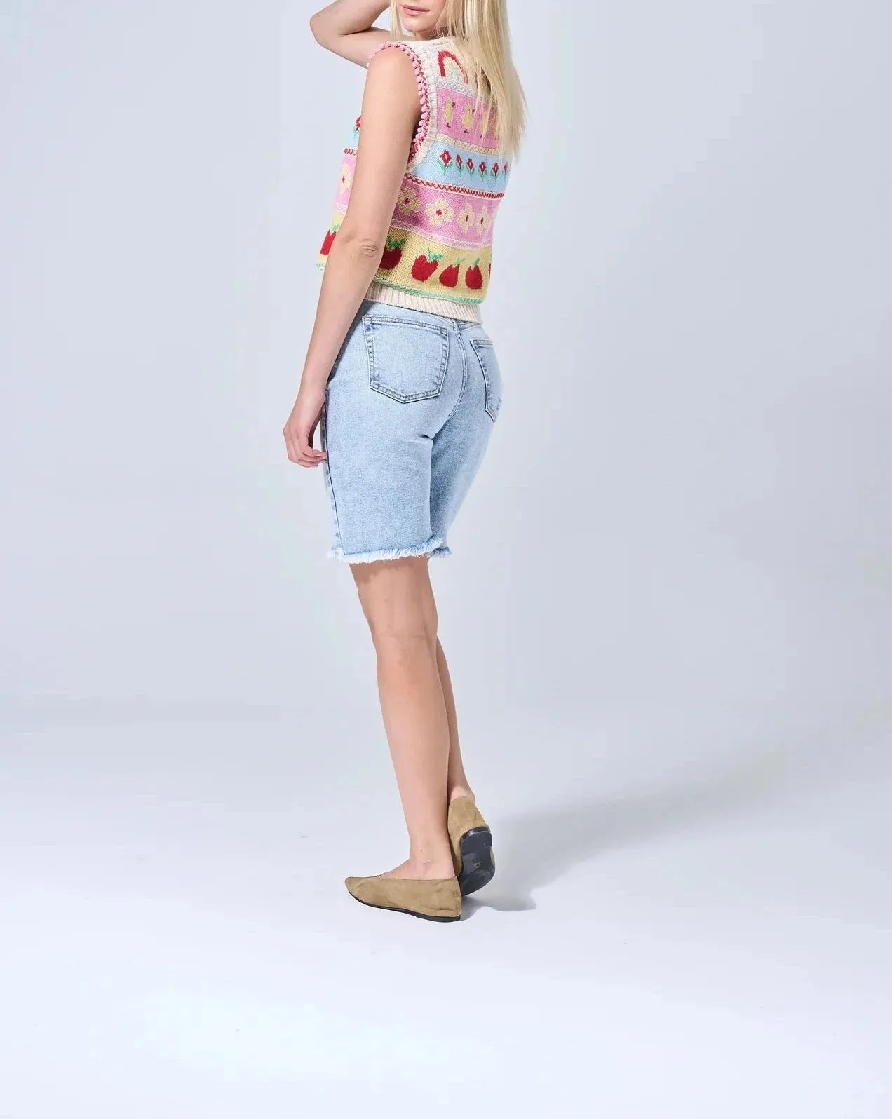 Sneak Peek Amy Bermuda Denim Shorts (Light Acid)