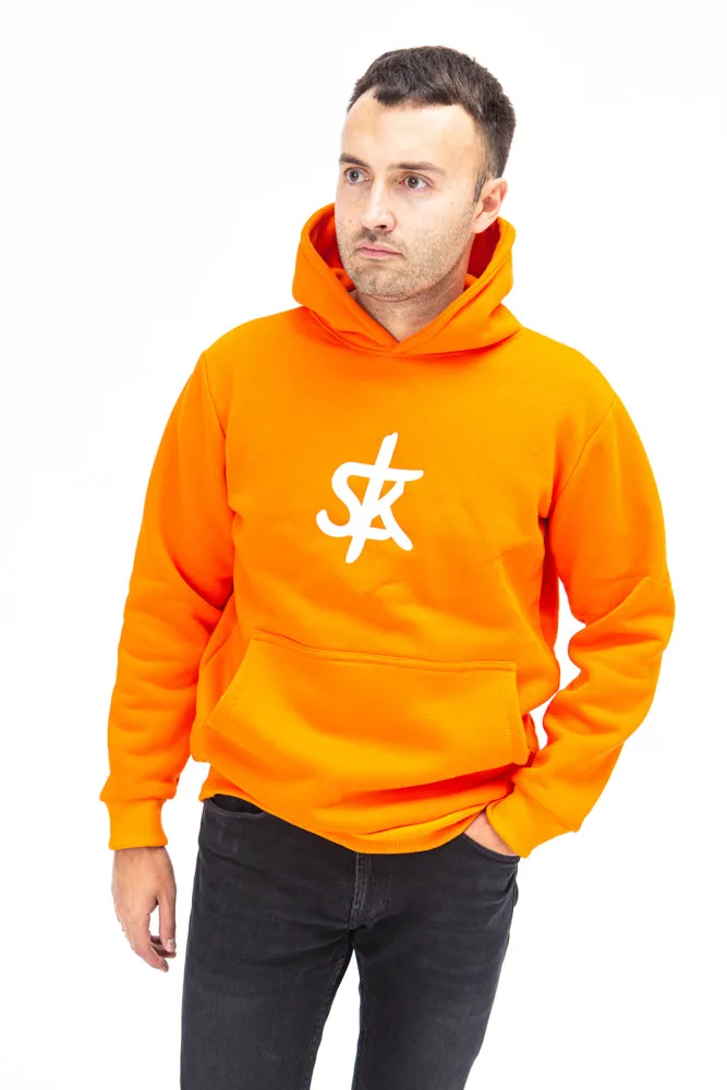 Sofa Killer warm orange men hoodie with white SK logo