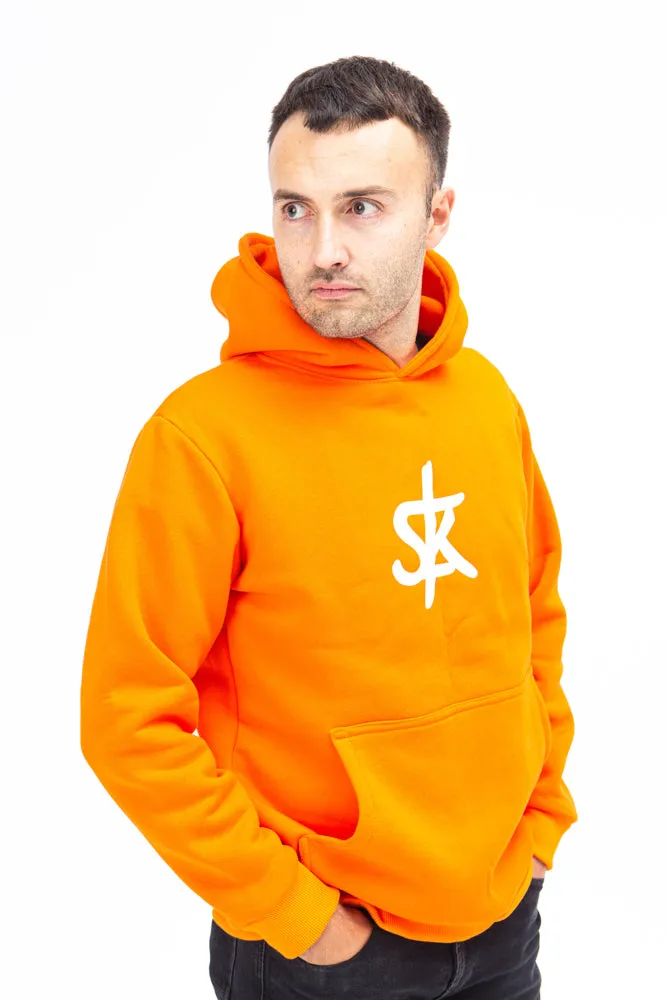 Sofa Killer warm orange men hoodie with white SK logo