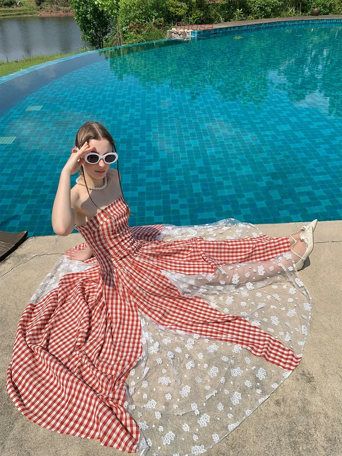 [SPOII UNOSA] Garden Dress Gingham Midi Dress Gown