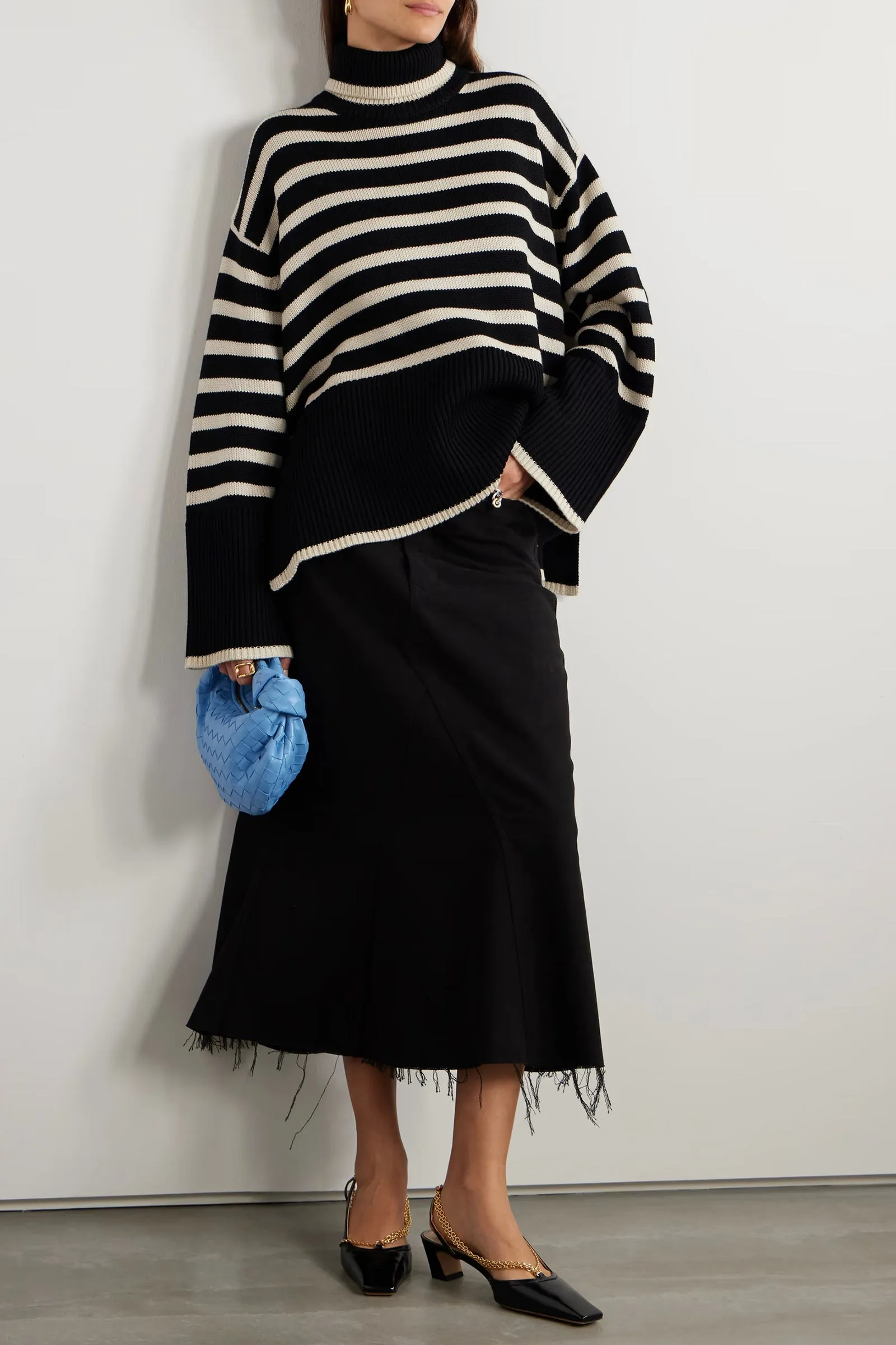 Striped Wool-blend Turtleneck Sweater