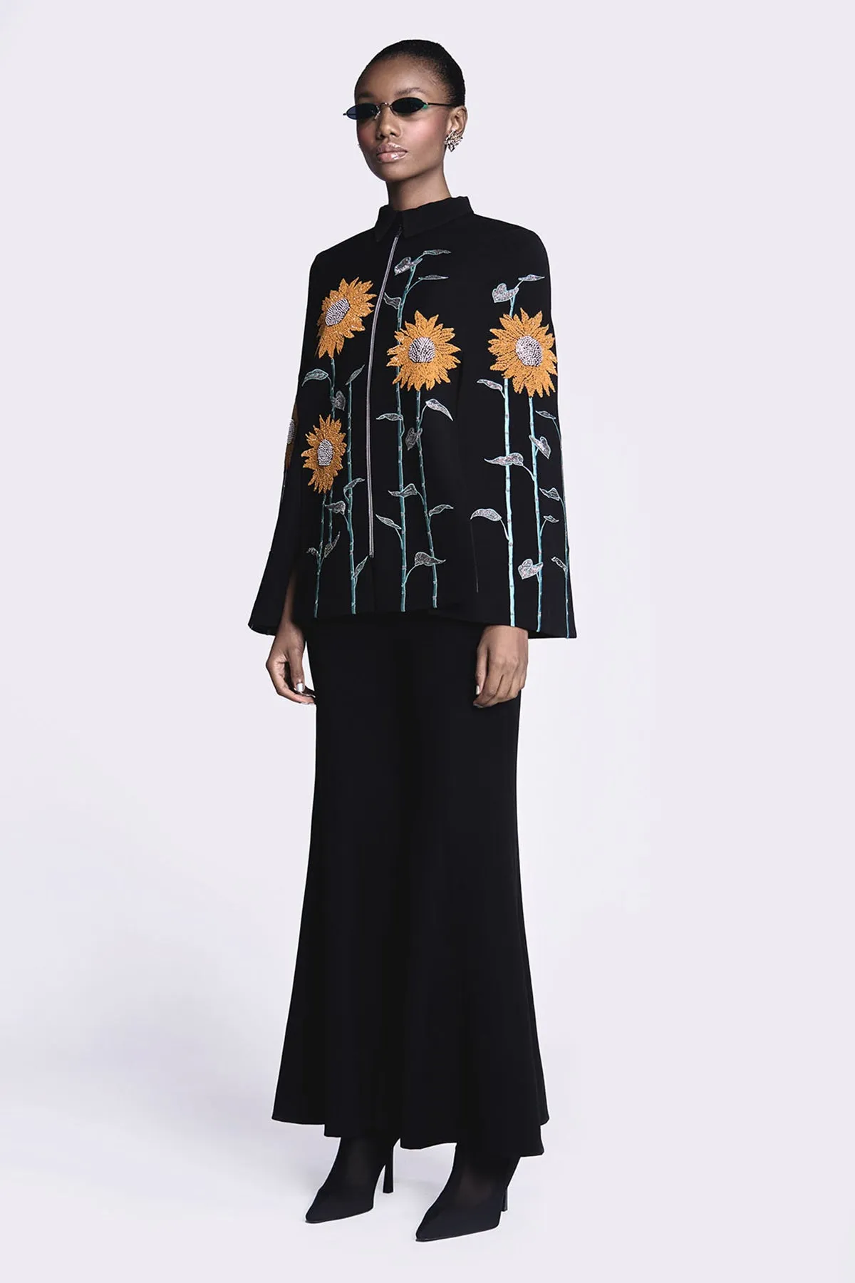 Sunflower Cape With Bell Bottom Pants