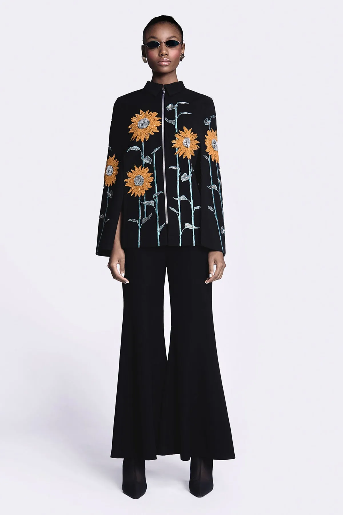 Sunflower Cape With Bell Bottom Pants