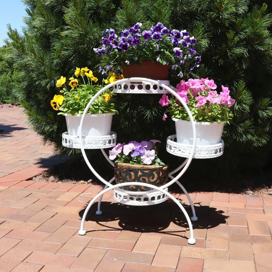 Sunnydaze 4-Tier Ferris Wheel Outdoor Plant and Flower Stand - 28"