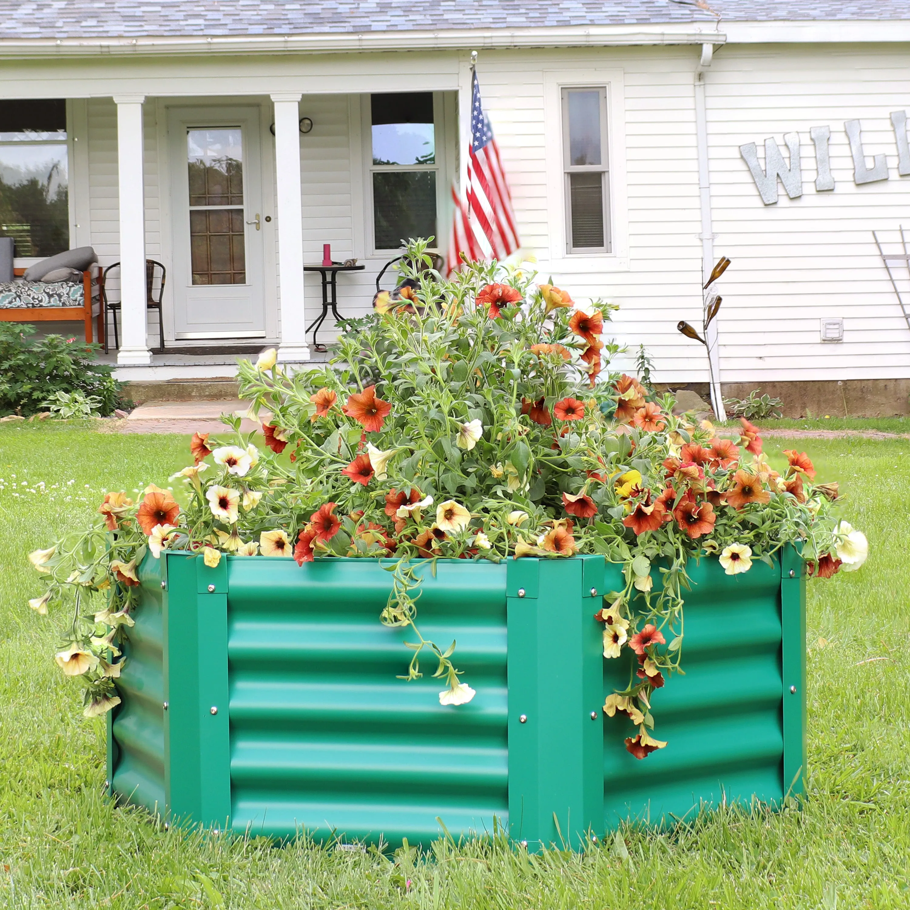 Sunnydaze 41" Steel Hexagon Raised Garden Bed