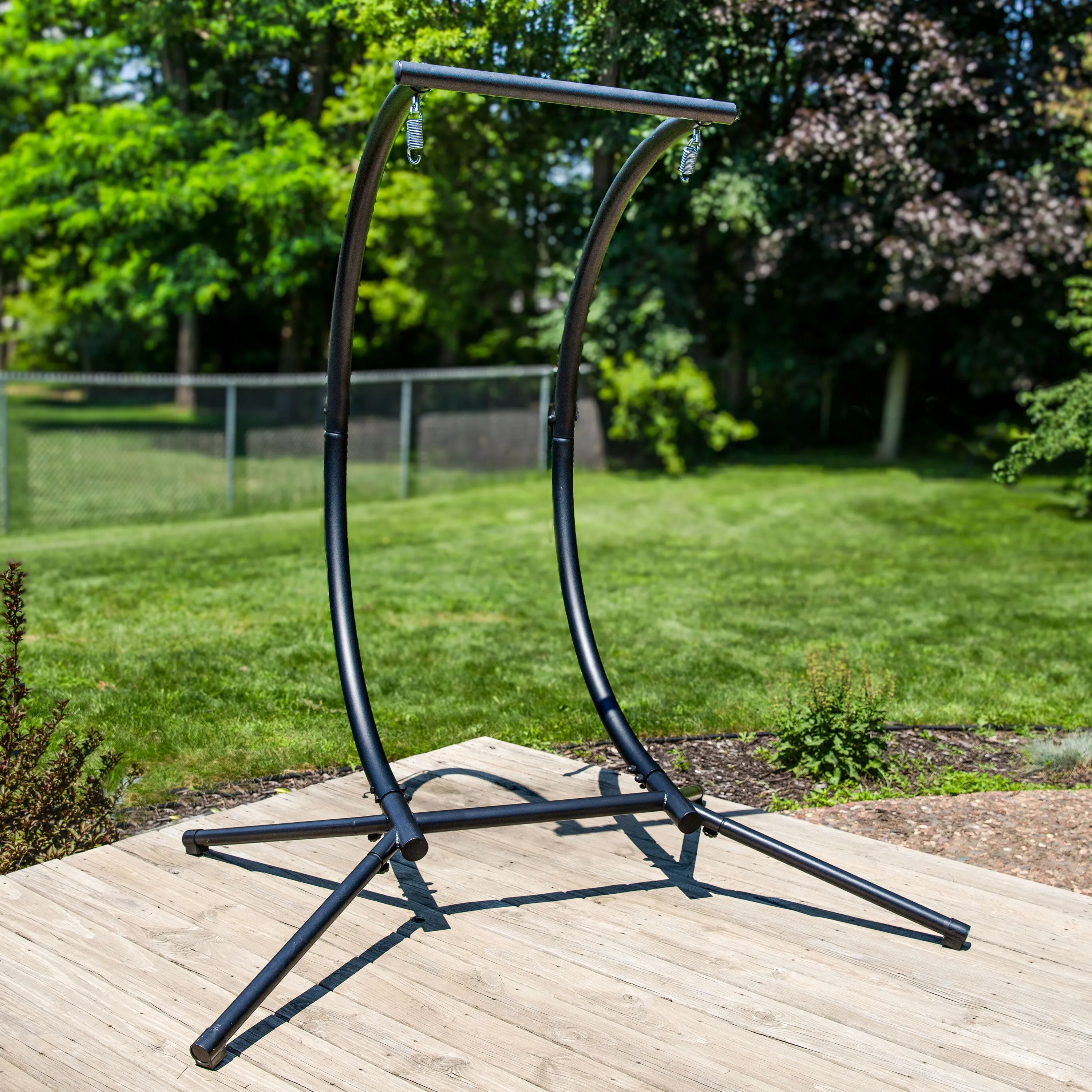 Sunnydaze Double Outdoor Egg Chair Stand - Black Steel