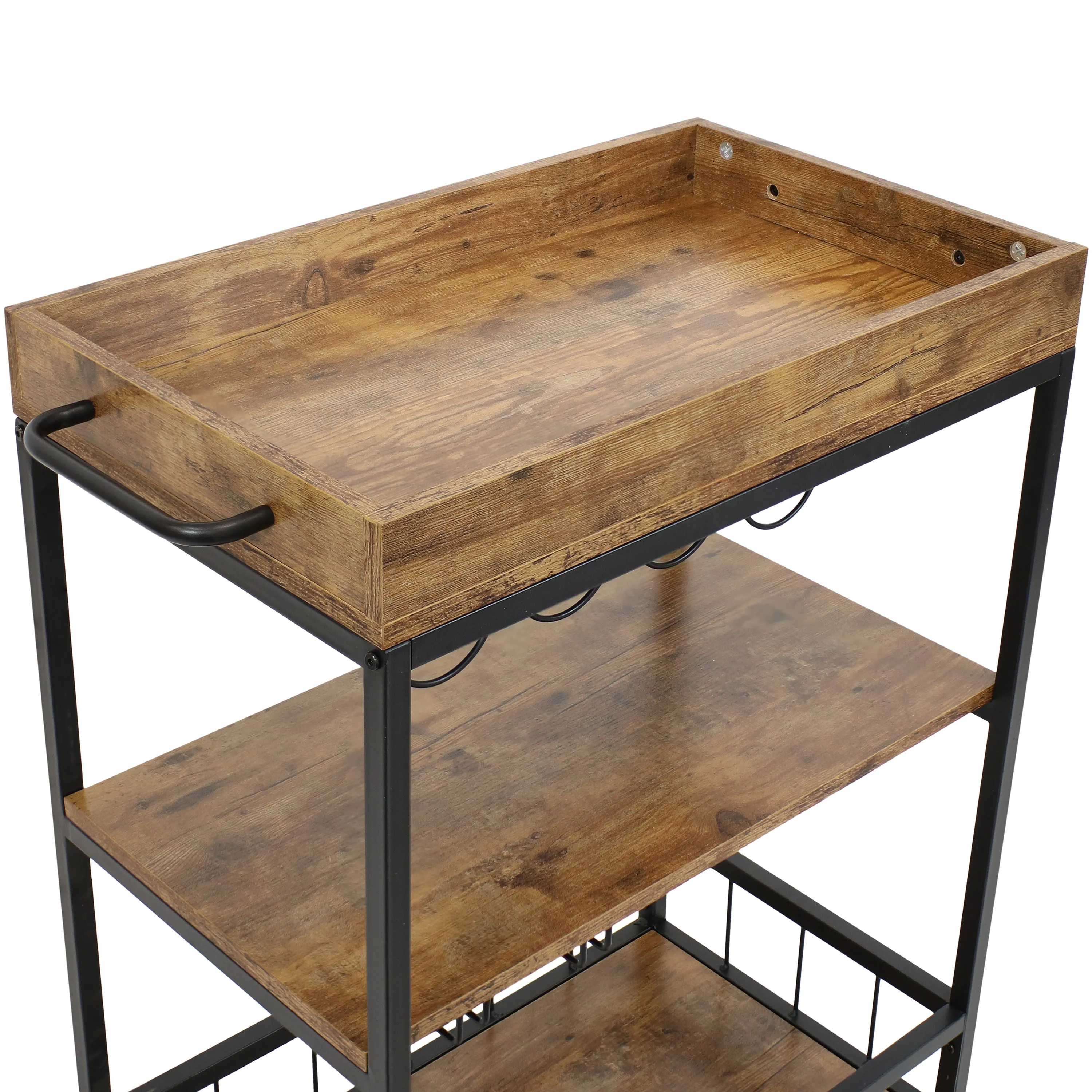 Sunnydaze Industrial Rolling Bar Cart for the Home - 35"