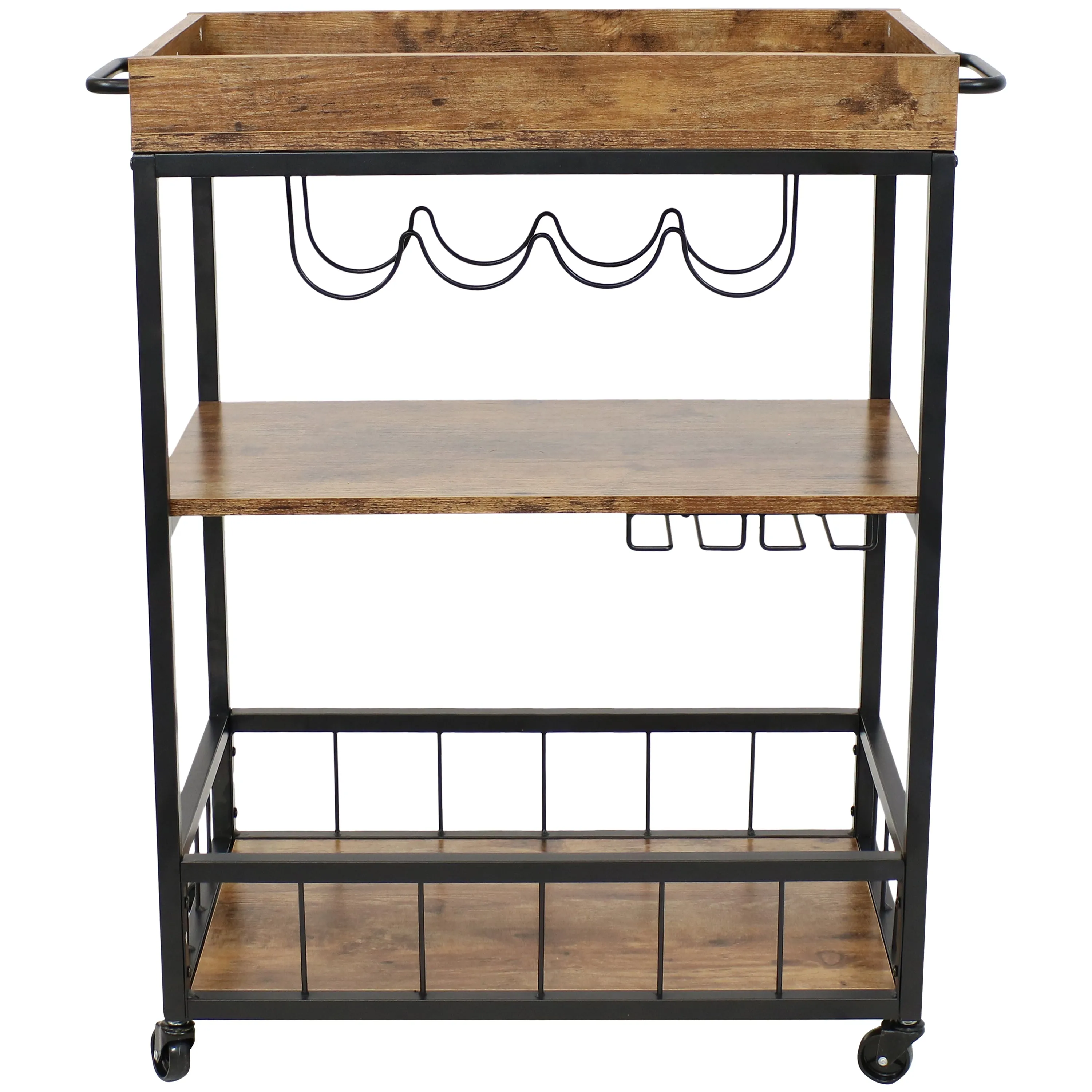 Sunnydaze Industrial Rolling Bar Cart for the Home - 35"