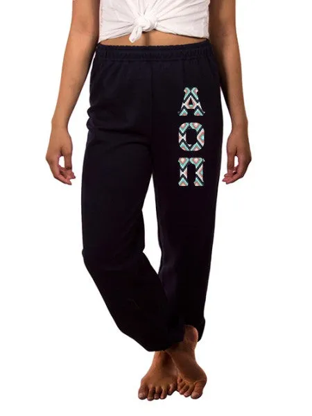 Sweatpants with Sewn-On Letters