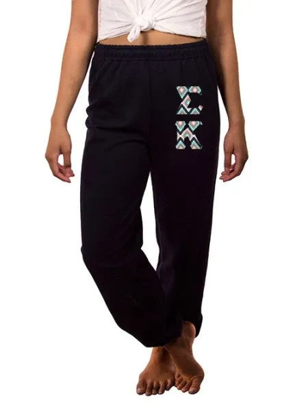 Sweatpants with Sewn-On Letters