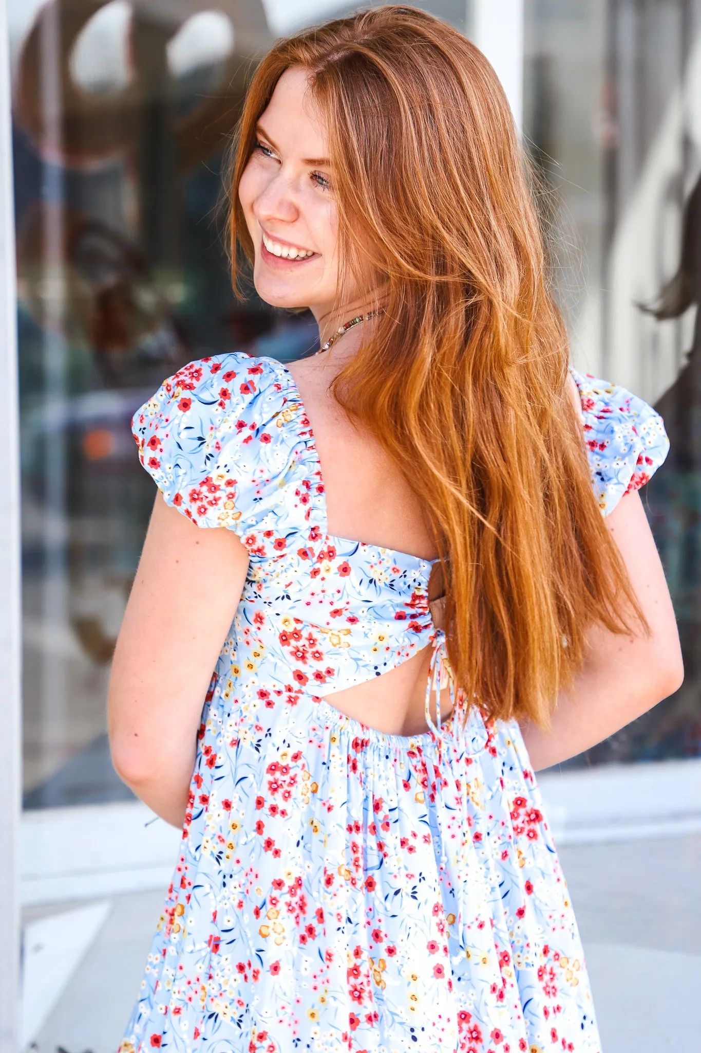 Sweet Amelia Blue Floral Dress