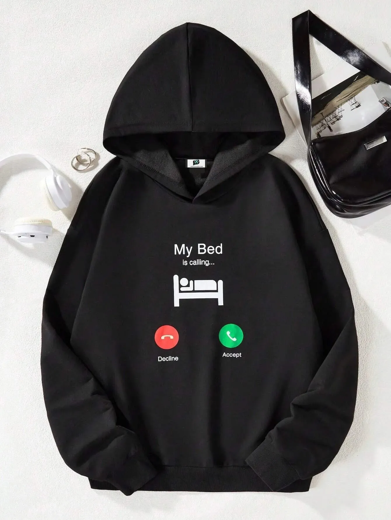 SXV  'my bed is calling’ Printed Cool Aesthetic Sweatshirt Hoodie