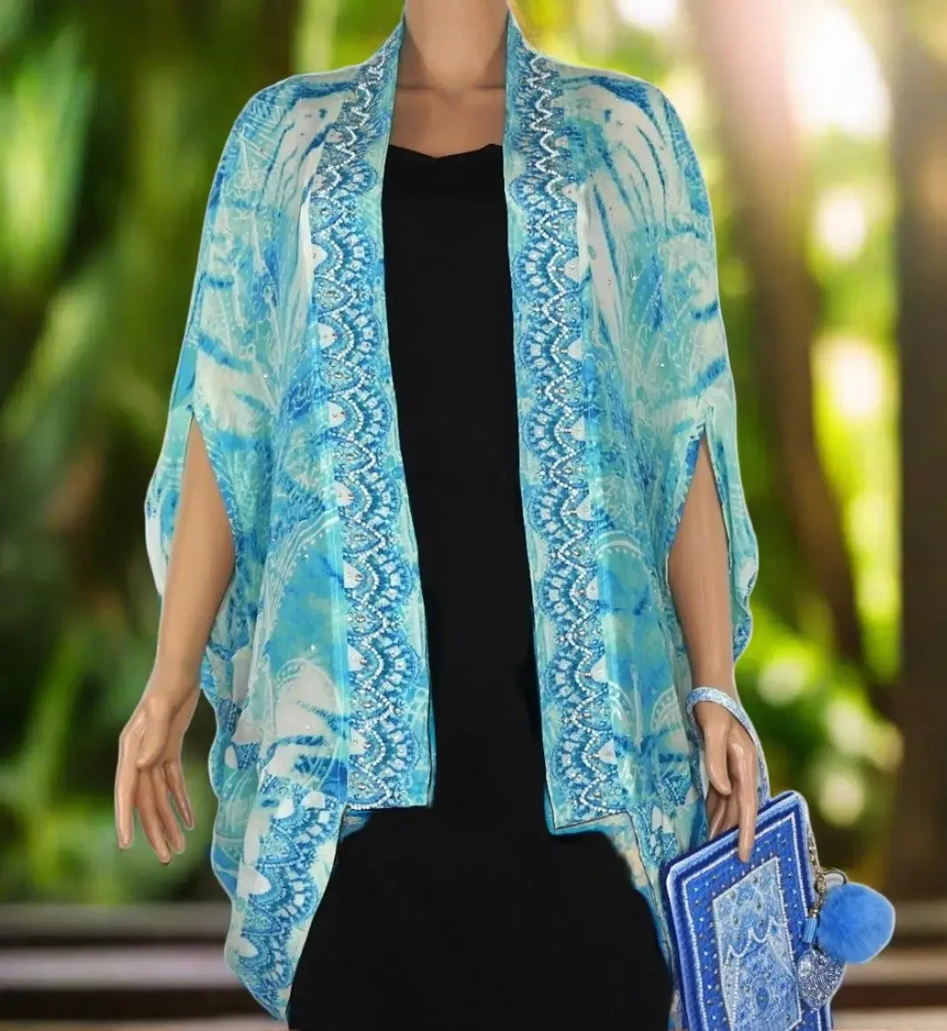 Tahiti short silk cape - Kaftans that Bling